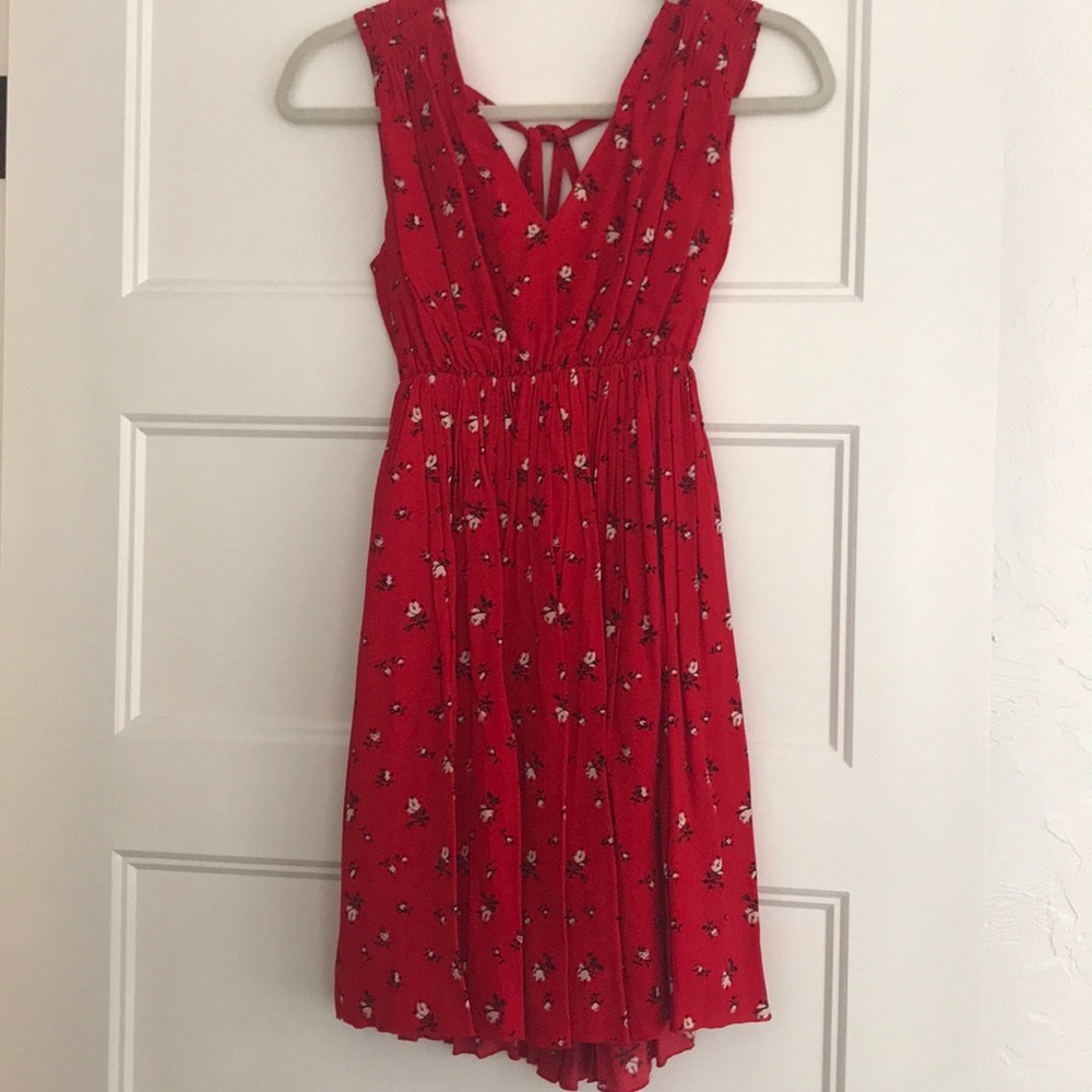 Madewell red floral dress size XXS